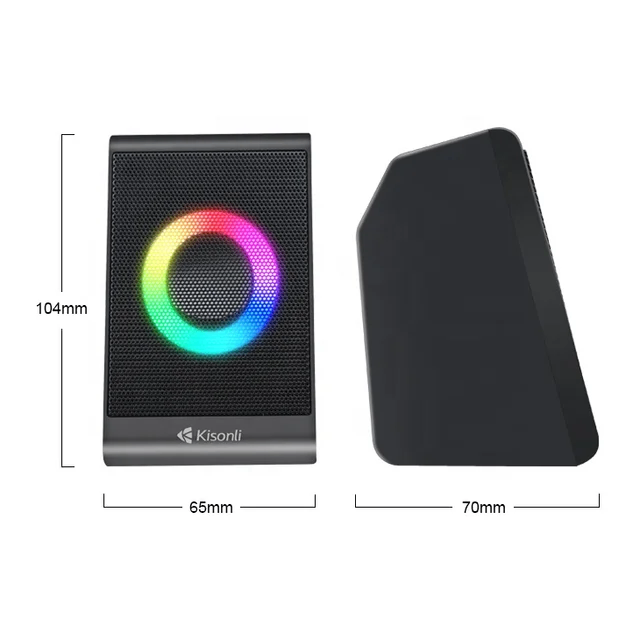 Kisonli Mini Computer USB 2.0 Speaker with RGB Lights