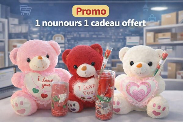 Nounours en peluche avec contenant pour cadeau