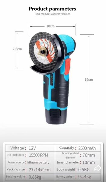 Meuleuse d'angle portable 12V