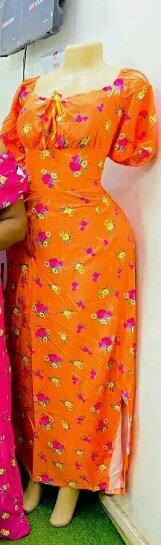 Orange summer dress with print