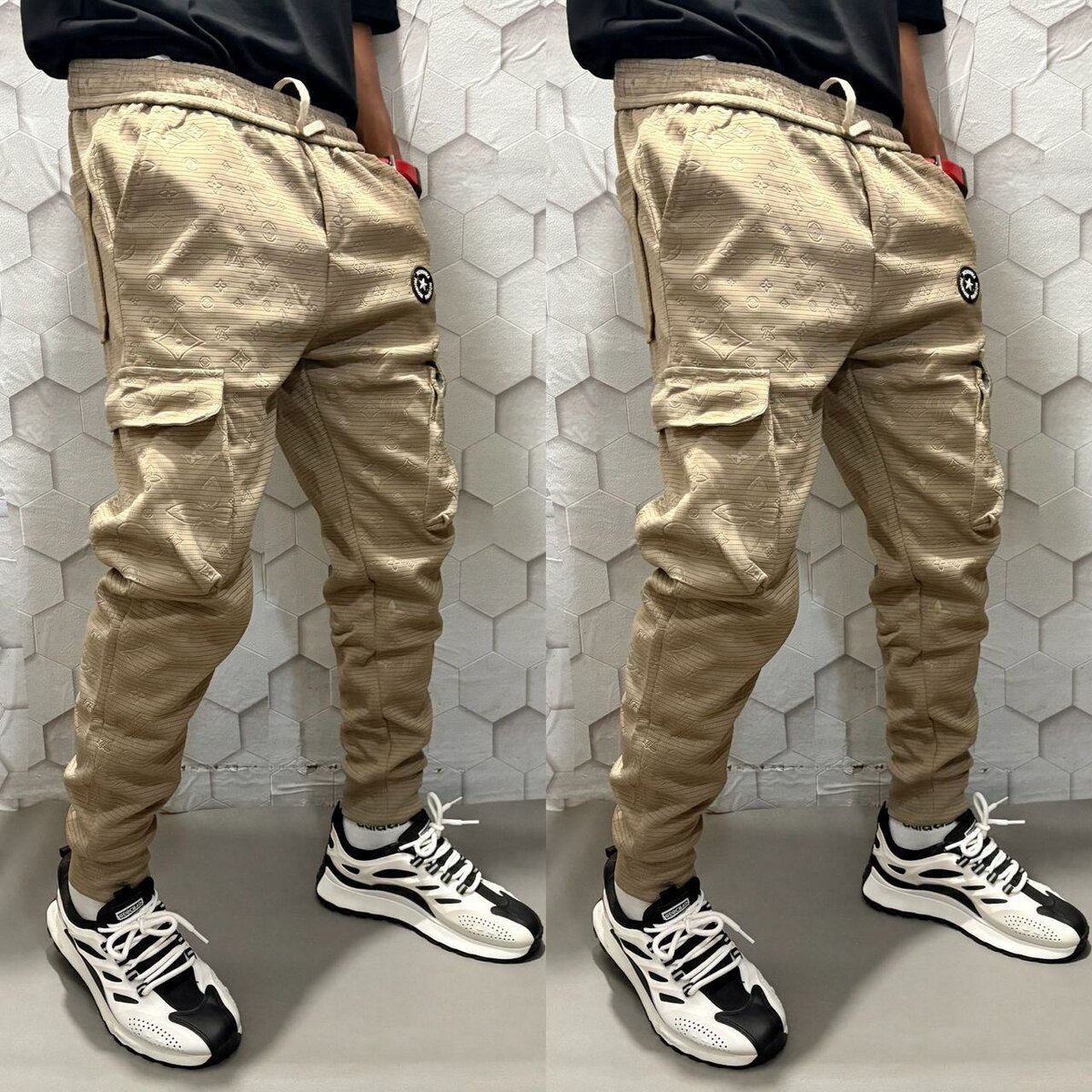 Jogging cargo beige homme