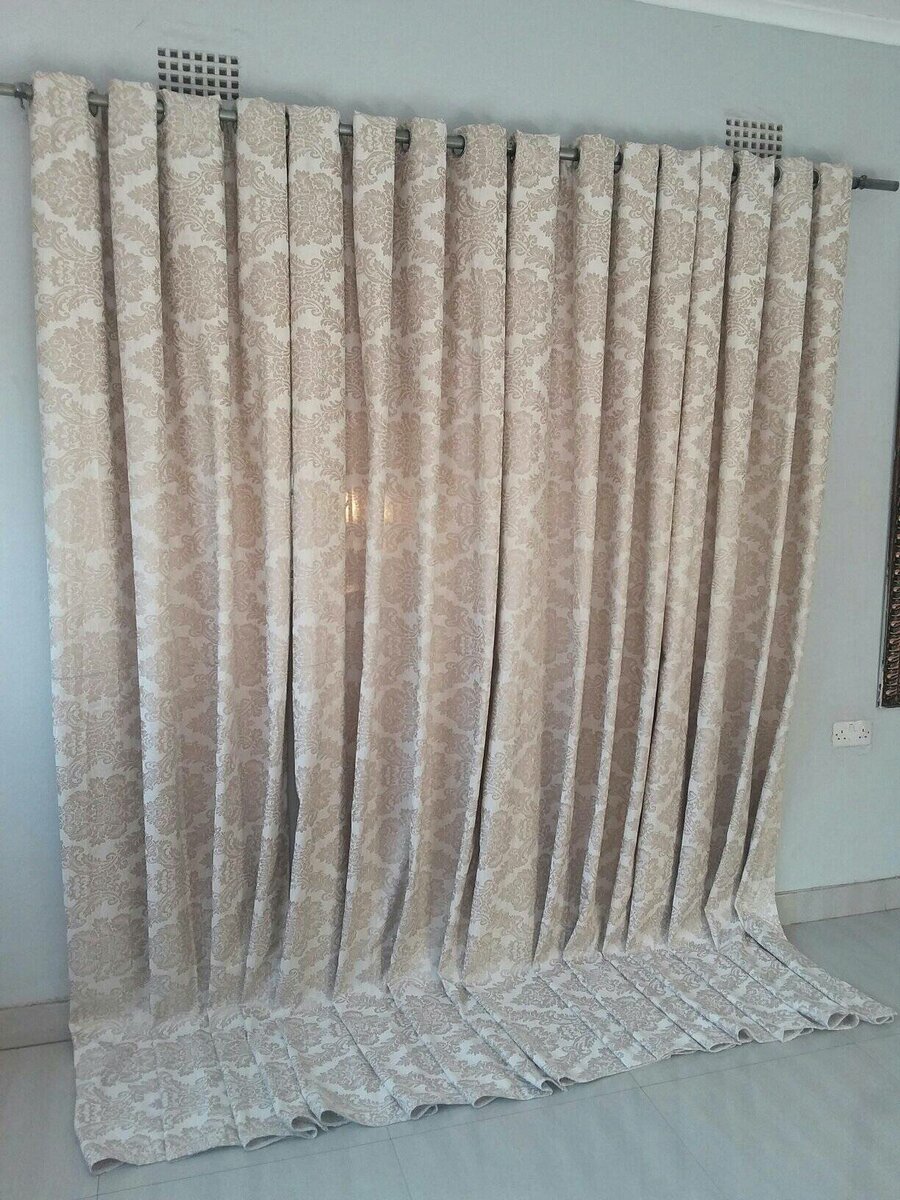 2 drops of curtains brown with patterns