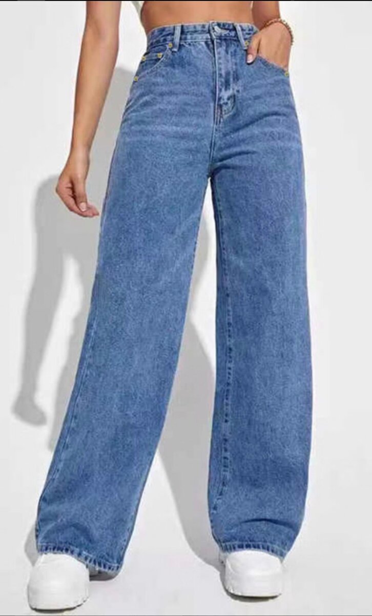 Jeans larges taille haute