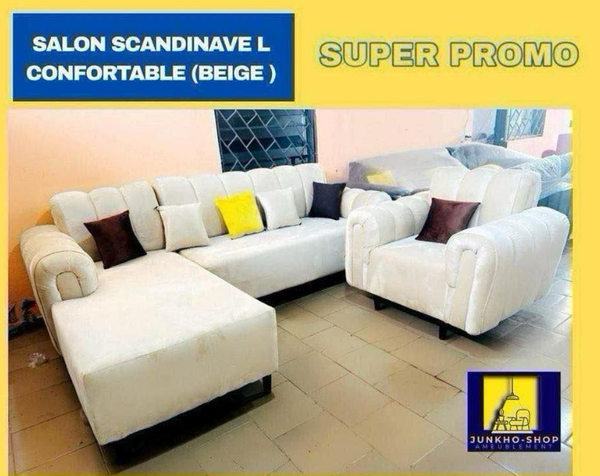 salon skandinave l confortable (beige)