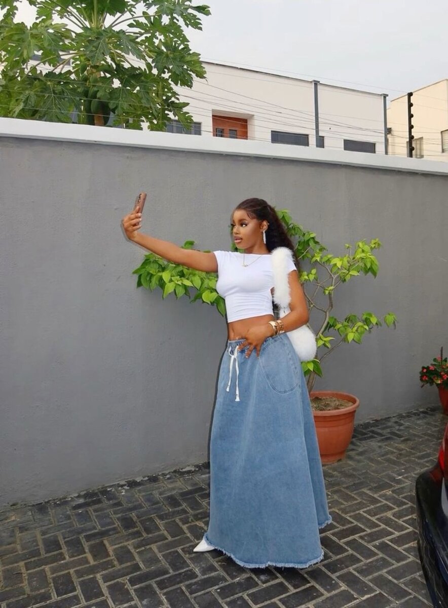 Jupe longue en jean tendance