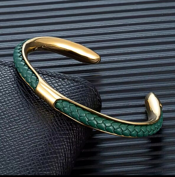 BRACELET EN CUIR &ACIER INOXYDABLE