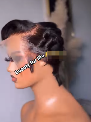 Full frontal pixie cut