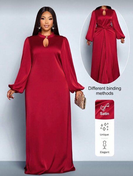 Robe longue satinée rouge