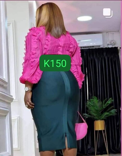 Deep green colored pencil skirt