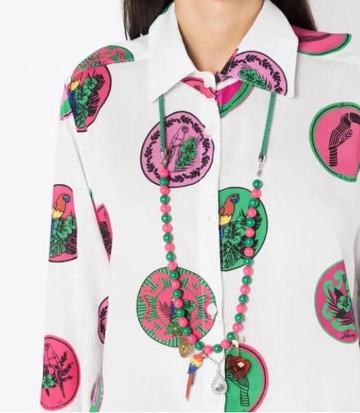 charm-detail beaded necklace