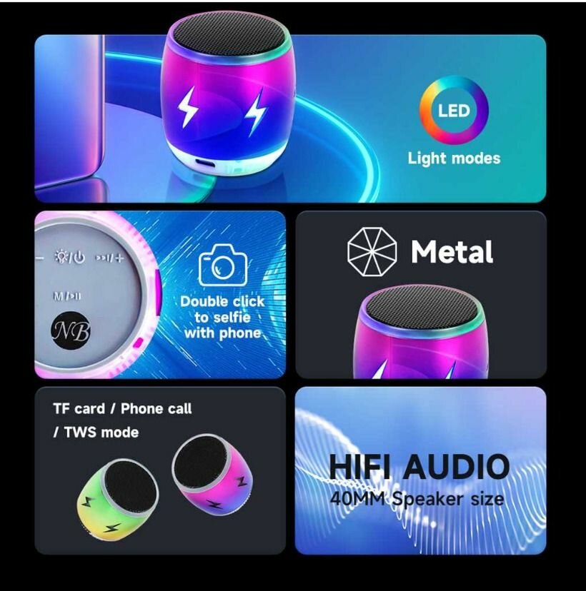 Mini Enceinte Bluetooth LED