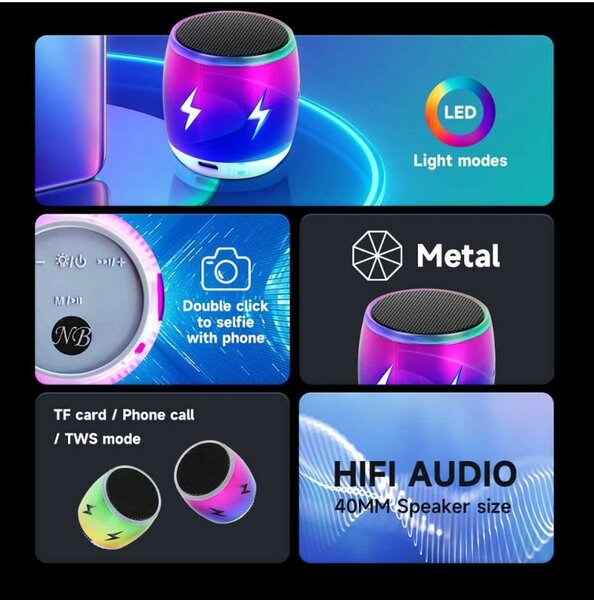 Mini Enceinte Bluetooth LED