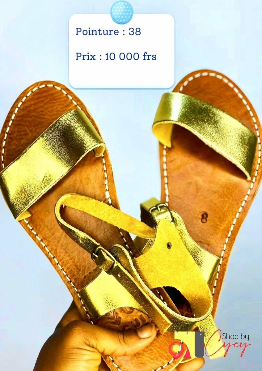 Sandales dorées en cuir