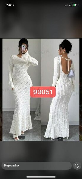Robe Longue Élegante en Dentelle Blanche