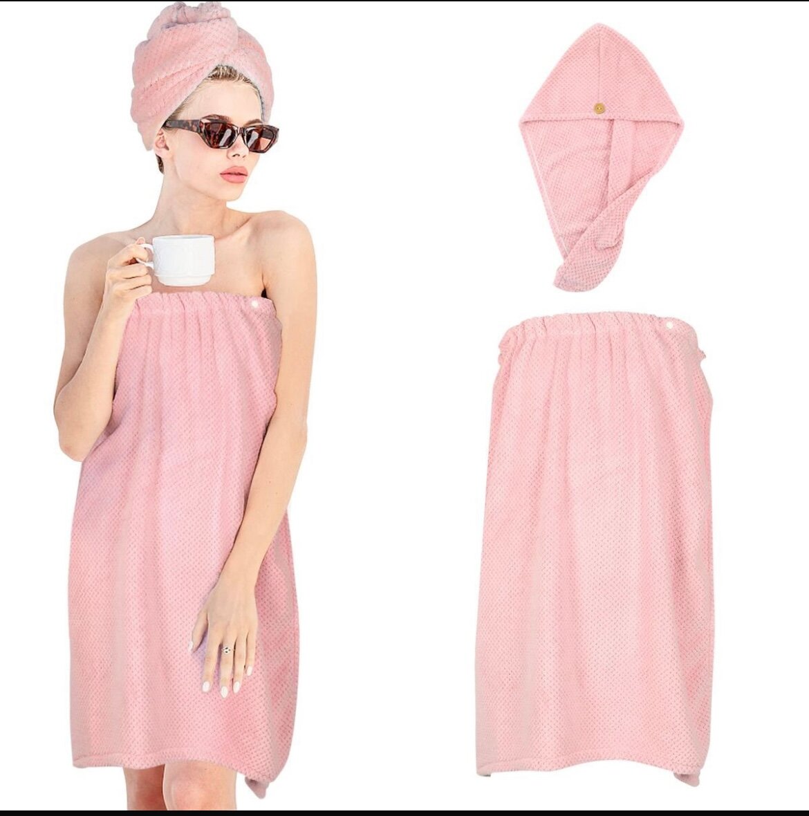 Peignoir et serviette à cheveux