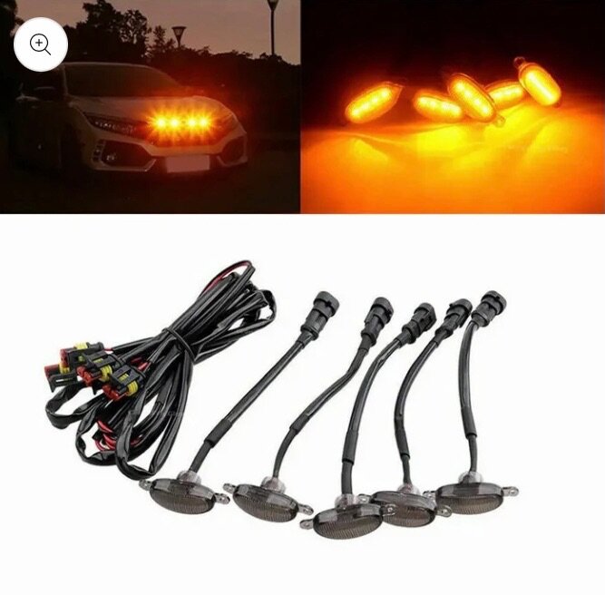 4 Pcs Universal Amber Color Grill Lights