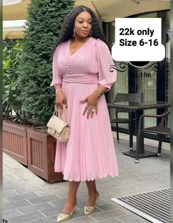 Women's Pleated Soft Pink Dress