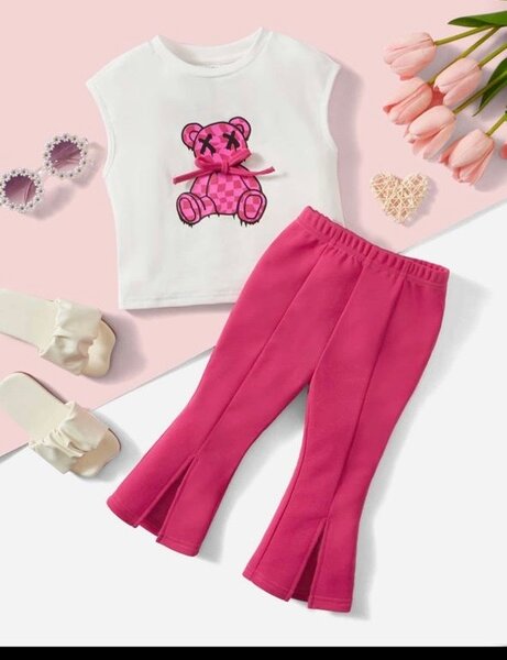 Ensemble fille ours rose