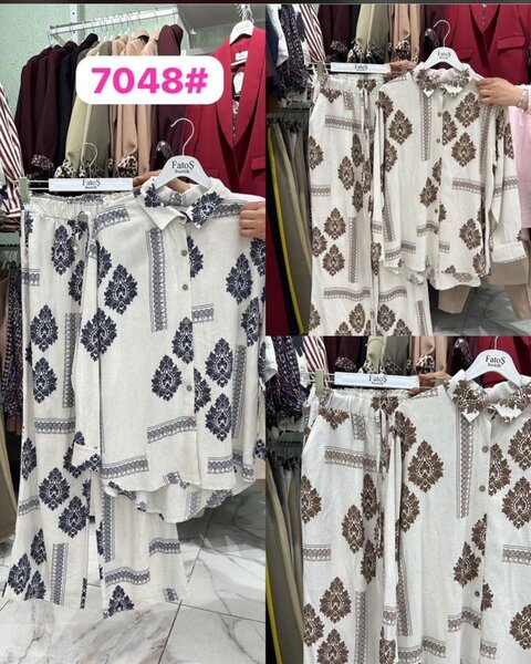 Ensemble blouse et jupe imprimé