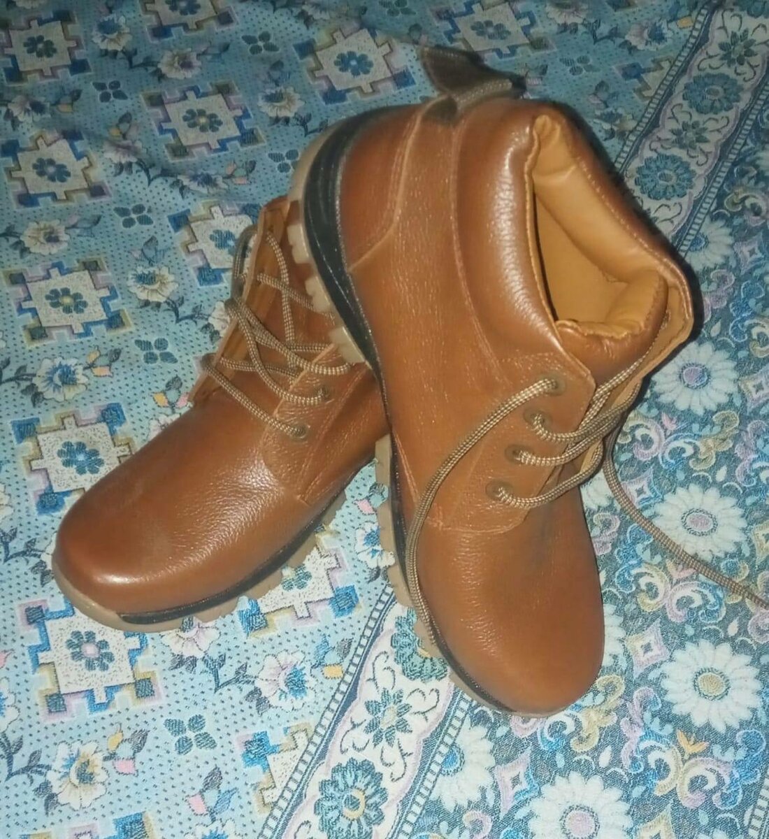 Brown leather boots