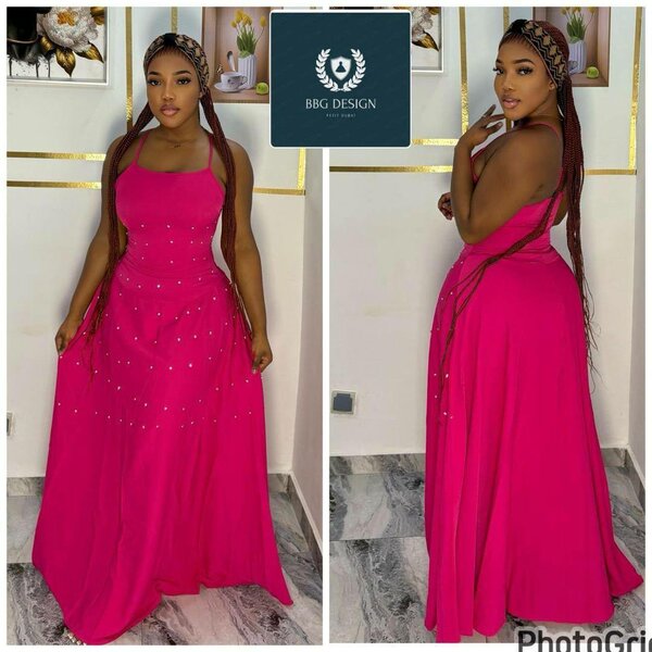Robe élégante longue rose
