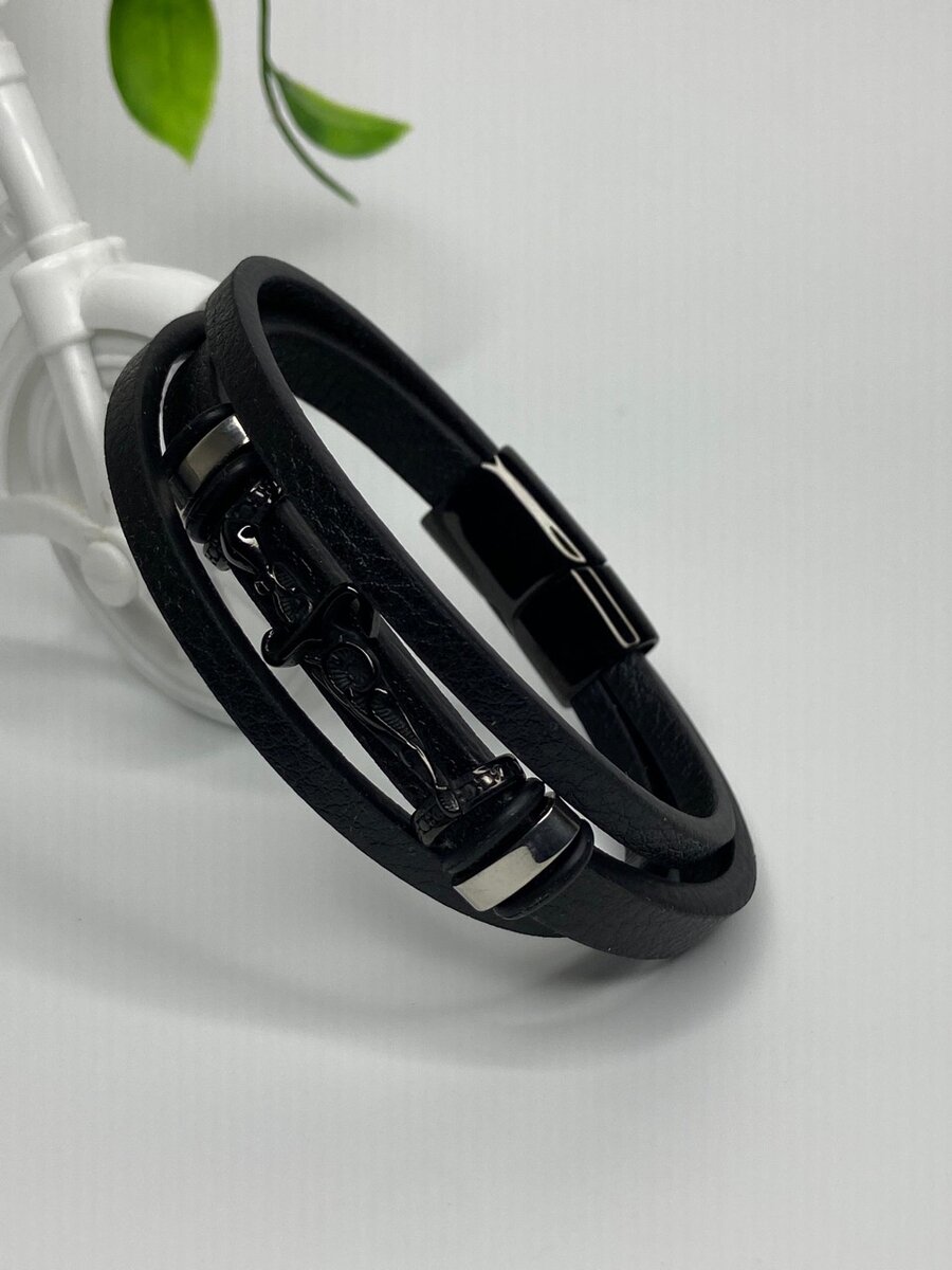 Mens Steel-Leather Bracelets