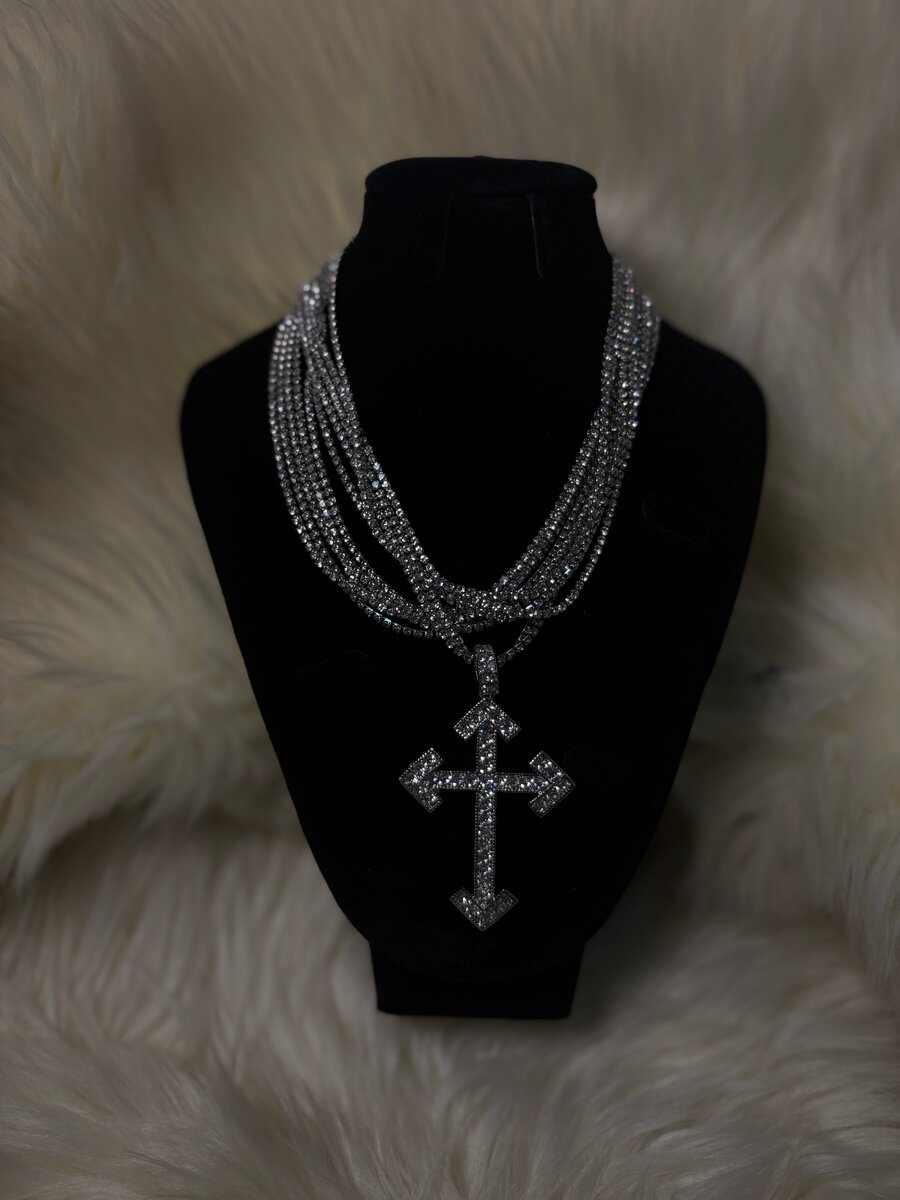 Collier Perles Croix Élégant