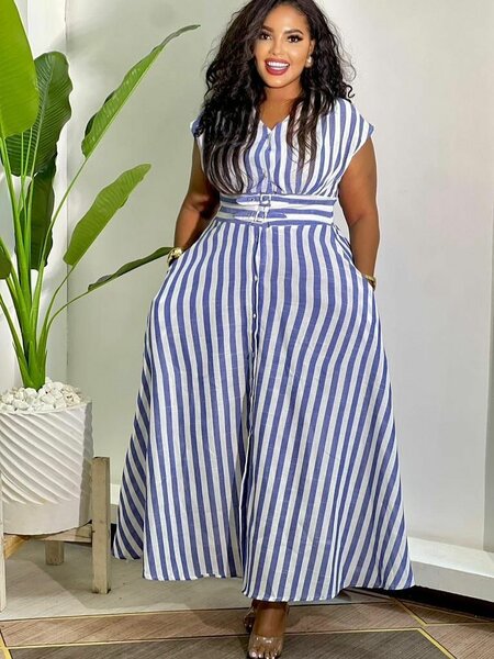 Robe longue rayée élégante