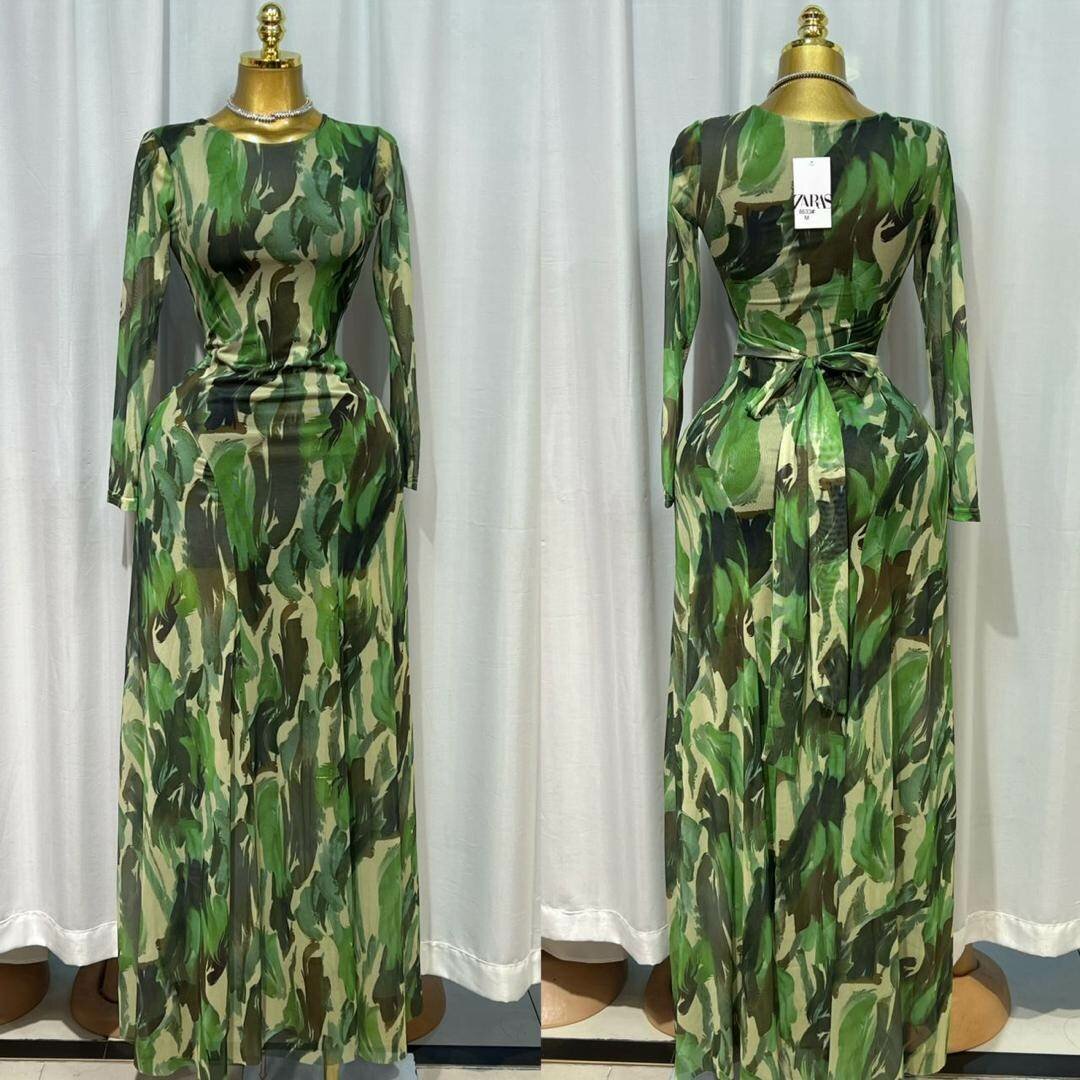 Robe longue à imprimé camouflage