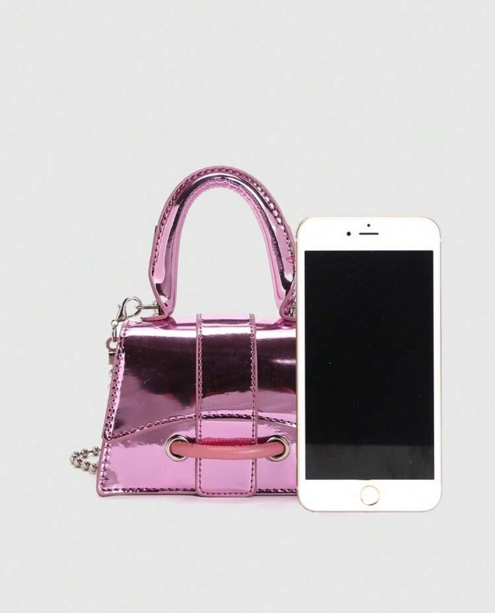 Metallic pink mini handbag