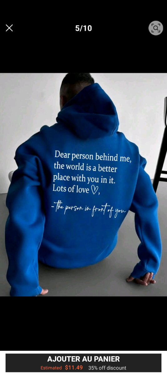 Sweat à capuche avec citation inspirante