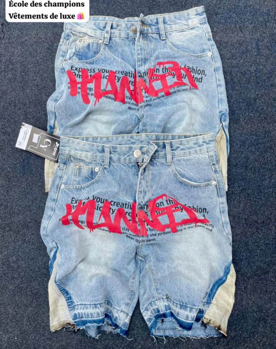 Shorts en jean imprimé hommes