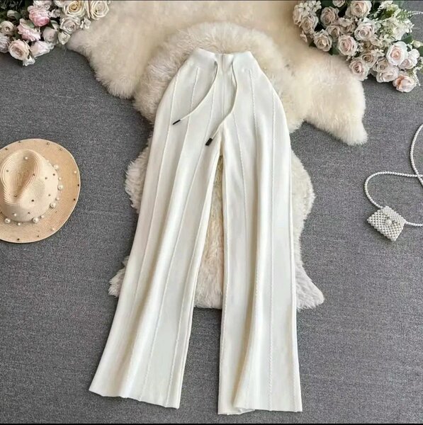 Pantalon large blanc chic