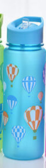 Balloon Design Water Bottle with Measurement Marker & Straw Flip Top Lid