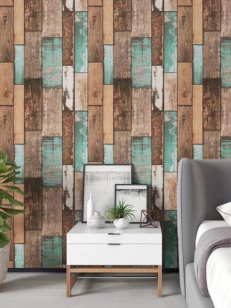 Papier peint effet bois vintage