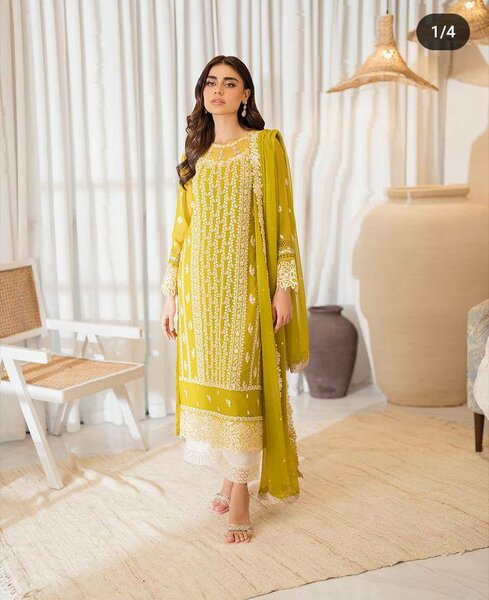 New arrival chiffon embroidery 3 pc unstitch