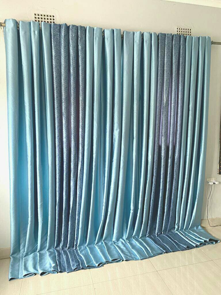 2 drops of curtains blue and violet