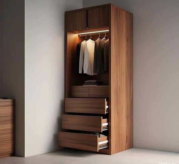 Armoire moderne en bois avec éclairage