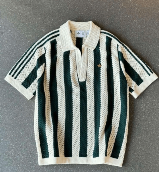 Polo Adidas rayé vert