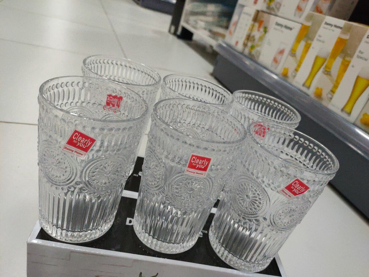Embossed Water Glasses 6pcs 365ml