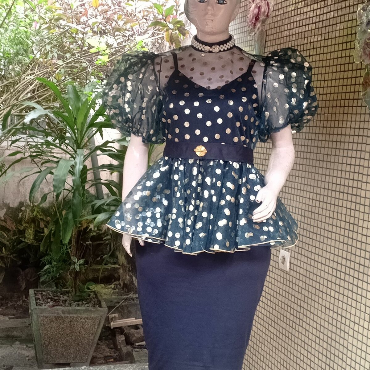 Robe Bleu Pois Transparente