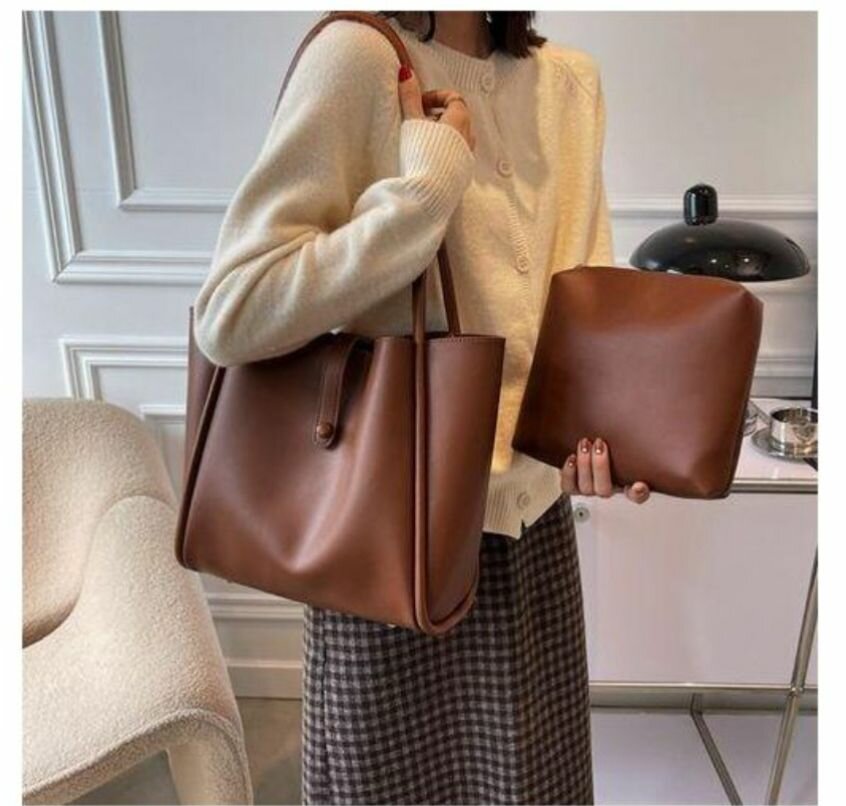 Grand Sac Cabas Marron Élégant