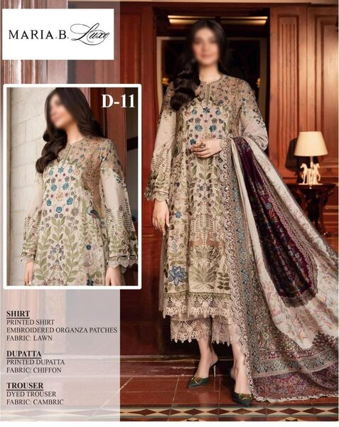 Printed lawn with heavy embroidery  dc