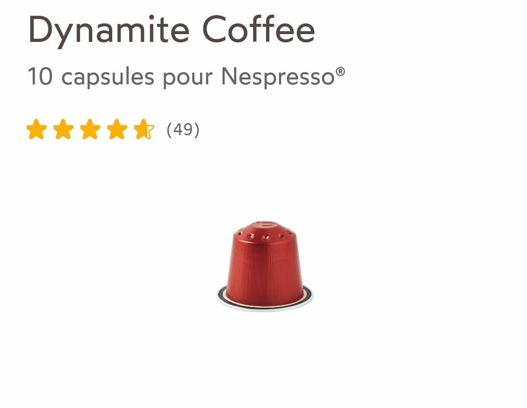 Dynamite Coffee 10 capsules pour Nespresso