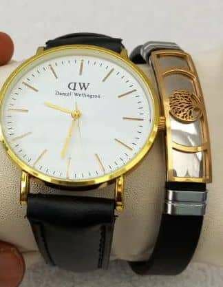Montre Élégante en Cuir Noir