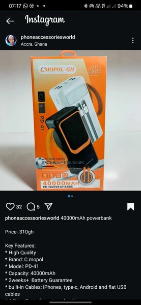 40,000 mAH portable power bank