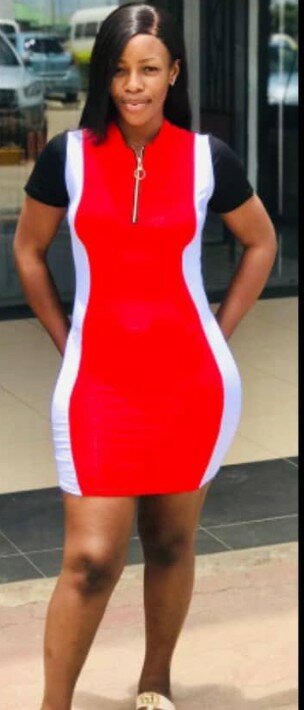 Three-color dress, tight-fitting