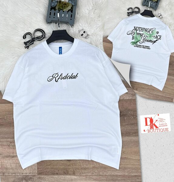 T-shirt blanc imprimé unisexe