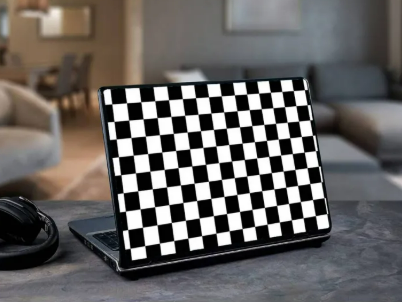 Universal Laptop Back Skin Black and White Check or All Laptops