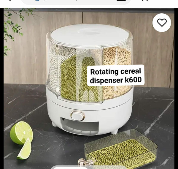 Rotating cereal dispenser, white